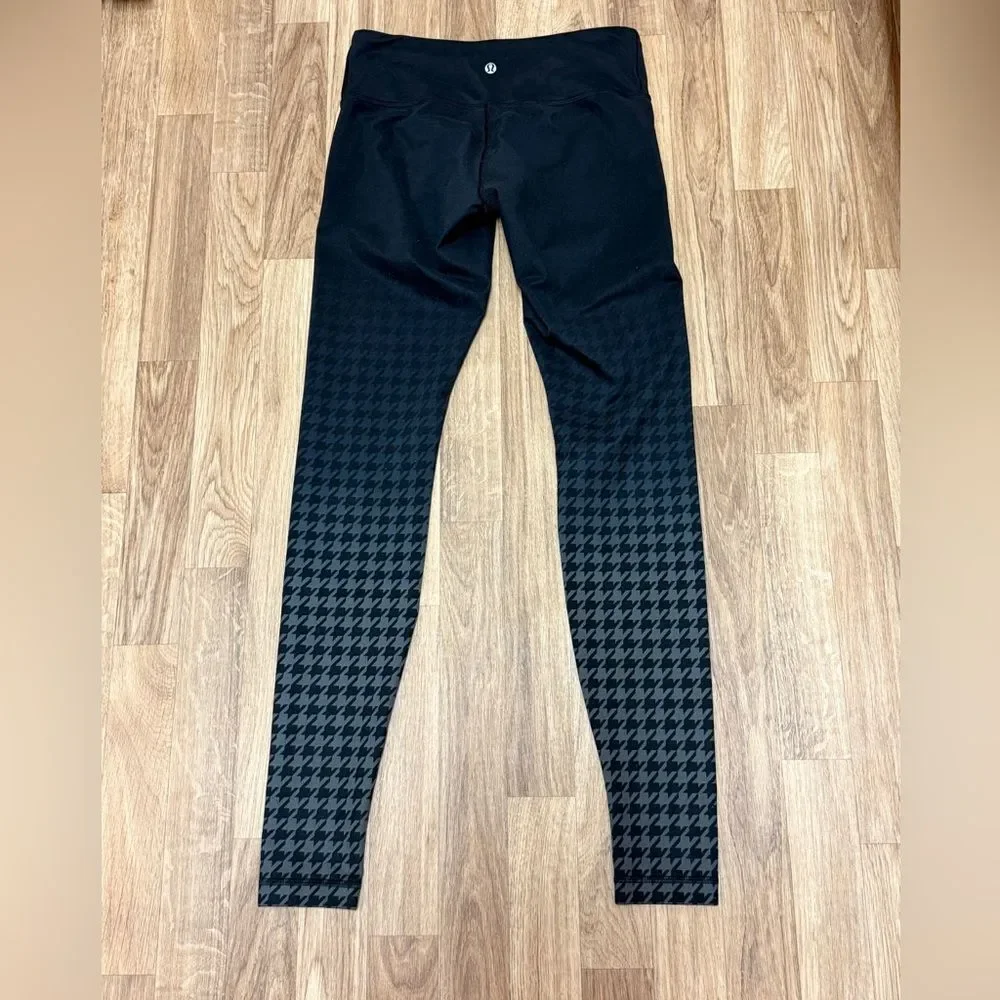 Lululemon Wunder Under Leggings Black Grey Houndstooth Ombre Yoga Pants Size 6